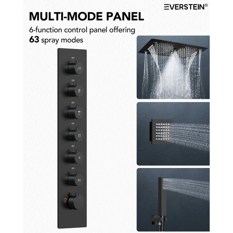 Shower Faucet System 28"*16" Ceiling Mount Shower Head with 4 Spray Mode Body Jets Handheld Spray LUXURY LED