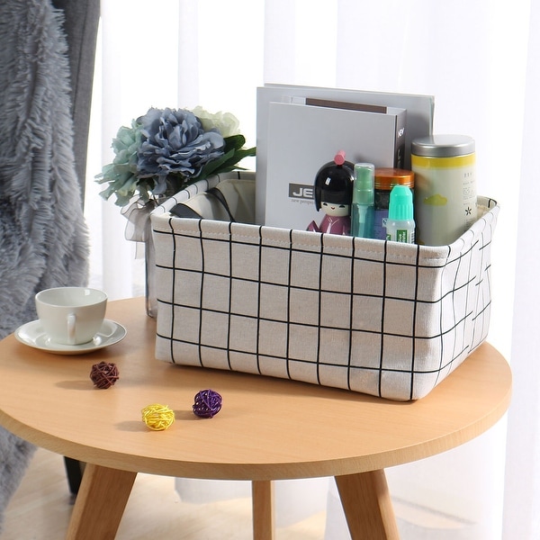 Collapsible Large Storage Basket Toy Bin with Durable Cotton Handles