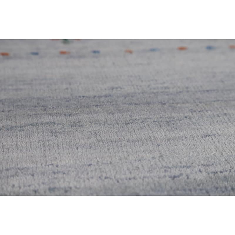 Hand Knotted Oriental 100% Wool Carpet Tribal Tribal Greys & Charcoal Gabbeh Area Rug - 4' 10'' X 3' 1''