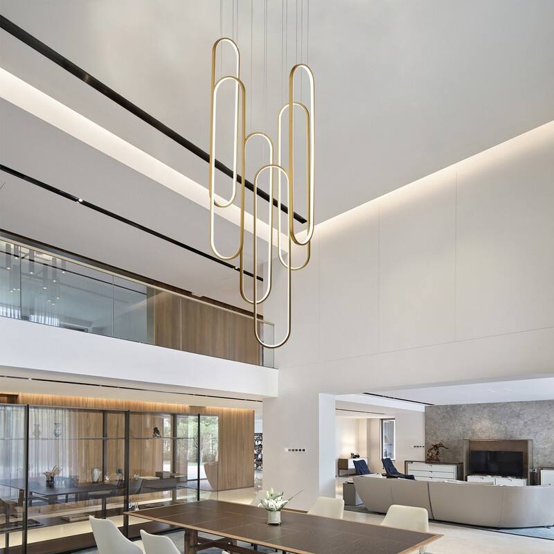 6 Ring Modern Chandelier Large LED High Ceiling Chandeliers