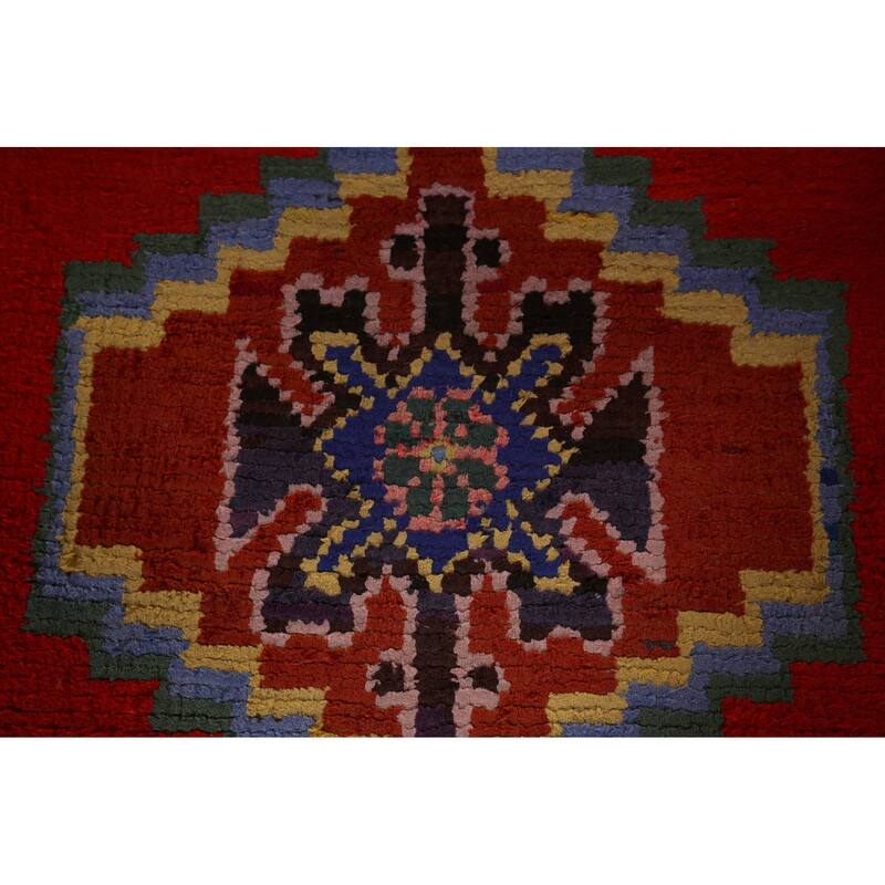 Red Geometric Anatolian Turkish Runner Rug Handmade Silk Carpet - 2'9"x 12'11"