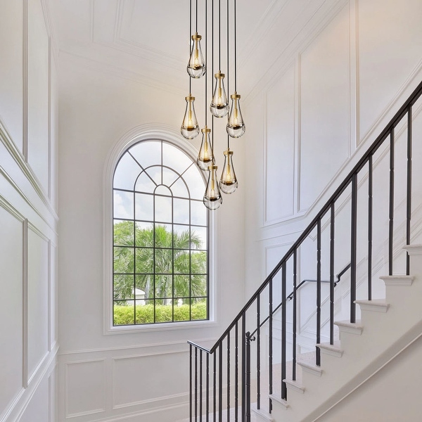 Farmhouse staircase chandelier discount