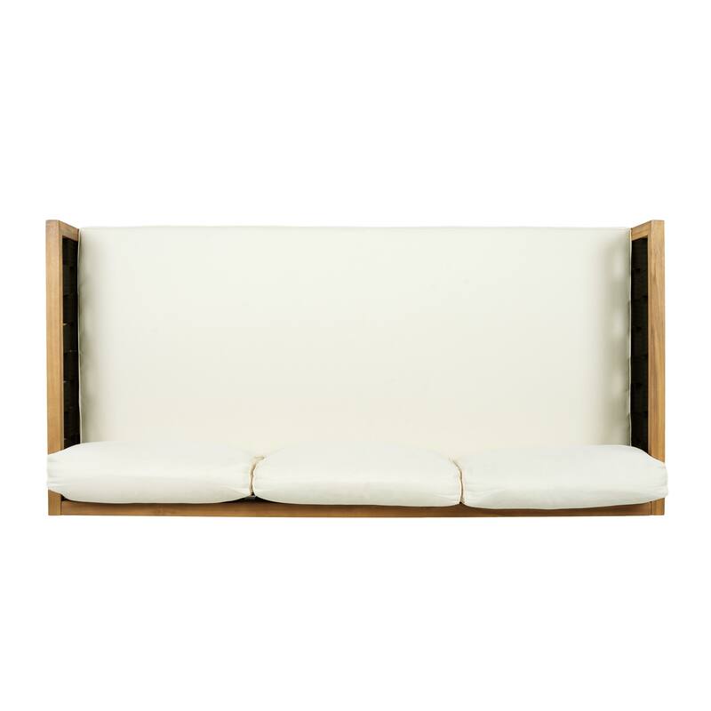 Christopher Knight Home - Claremont Outdoor Acacia Wood Three-Seater Daybed and Round Coffee Table Set