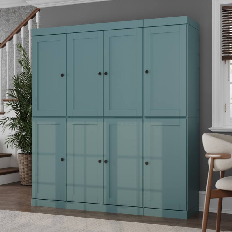 Palace Imports 100% Solid Wood 65" Pantry Cabinet with Shaker Doors and Adjustable Shelves - Aqua Blue