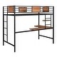 preview thumbnail 4 of 11, Black Twin Metal Loft Bed with Desk & Shelf