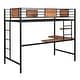preview thumbnail 7 of 13, Twin Metal Loft Bed with Shelves, 2 built-in ladders and Desk, Black