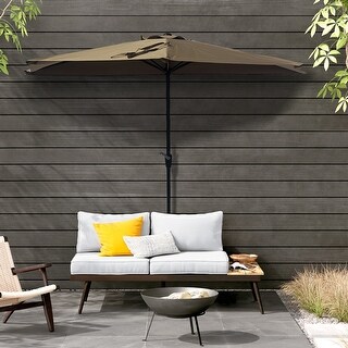 Overstock9ft Outdoor Patio Market Half Umbrella With Crank Khaki Dailymail