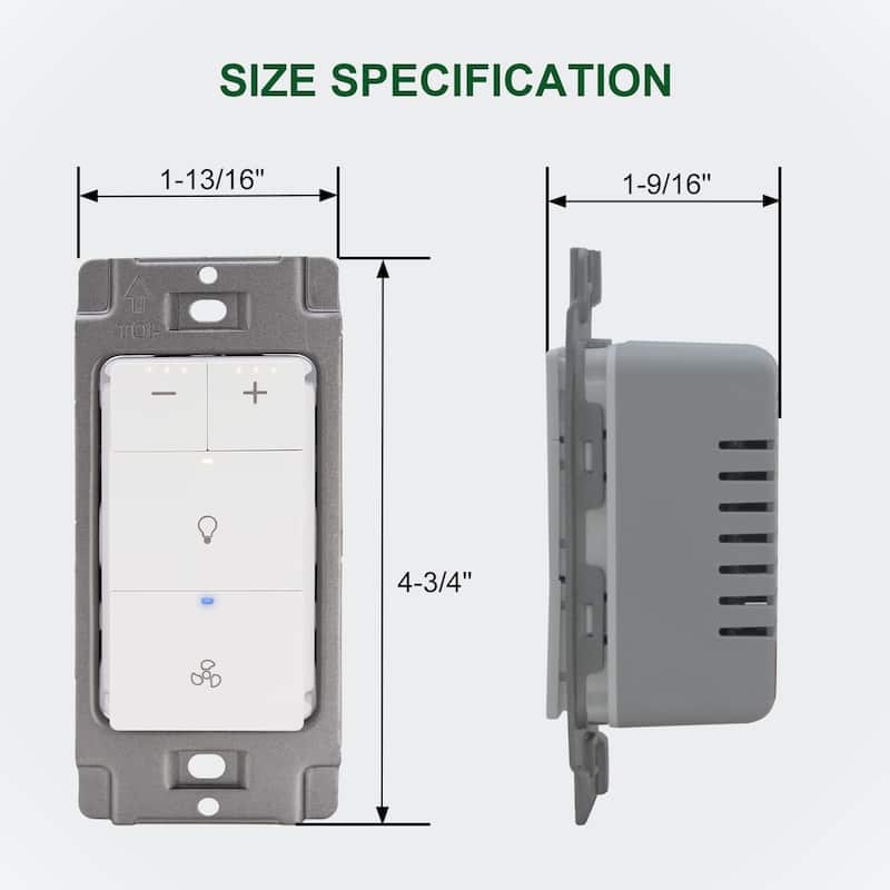 Single Pole Dimmer Switch for Led Light and Bathroom Fan