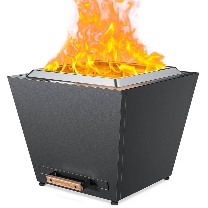 Cyberpit One Pro 25 inch Smokeless Fire Pit, w/Pull-Out Ash Pan, Portable Outdoor Firepits - Black