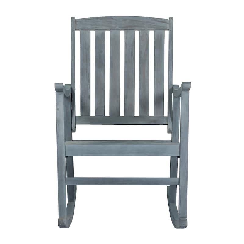 Perry Classic Slat-Back 300-Lbs Support Acacia Wood Patio Outdoor Rocking Chair, by JONATHAN Y - 22.4"