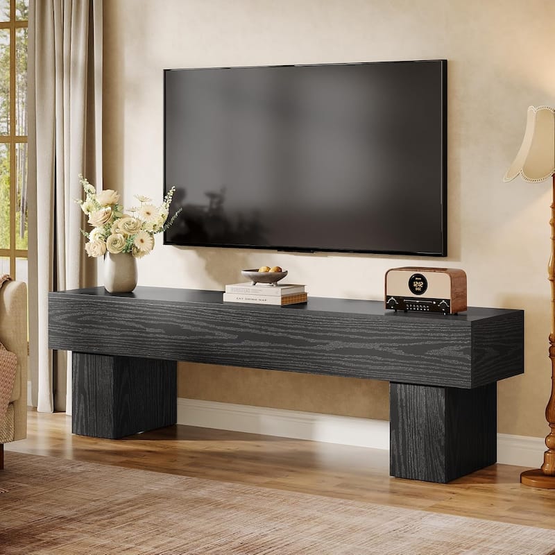 63" TV Stand, Low TV Console Table for 55/60/65 Inches - Black
