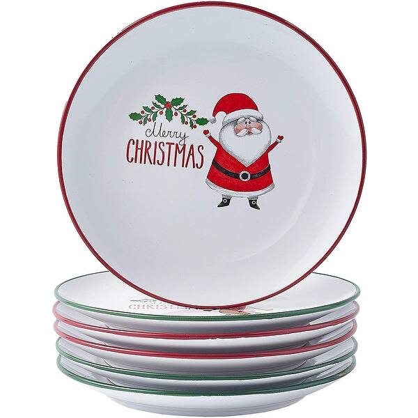 Shop Set Of 6 Christmas Theme 8 Holiday Inspired Ceramic Dinner Plates Gift Set Set Of 6 Christmas Theme Overstock 32264189