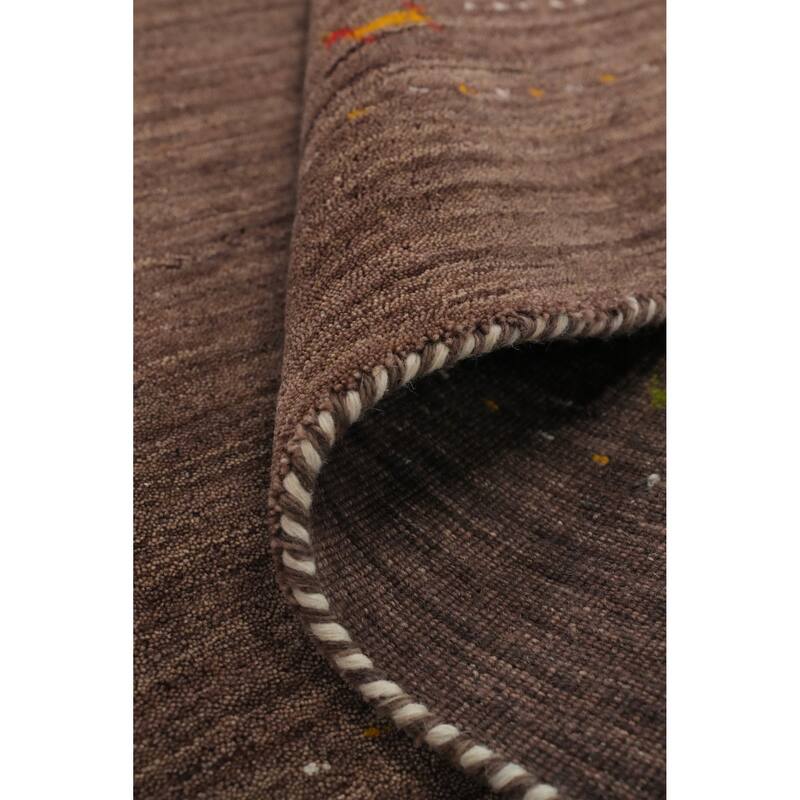 Hand Knotted Oriental 100% Wool Carpet Tribal Animal Pictorial Brown Gabbeh Area Rug - 7' 3'' X 5' 2''
