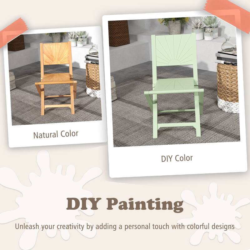 Gymax 4 PCS Folding Patio Chairs w/ Inclined Backrest Teak Wood