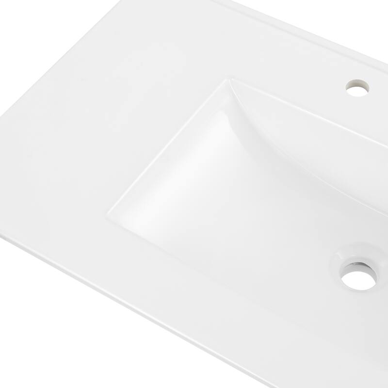 Aubert 3-Hole Classic Contemporary Rectangular Ceramic Single Sink Basin Vanity Top, by JONATHAN Y