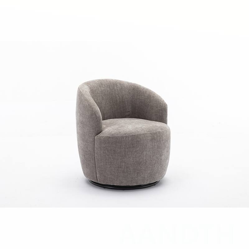 Chenille Swivel Barrel Chair