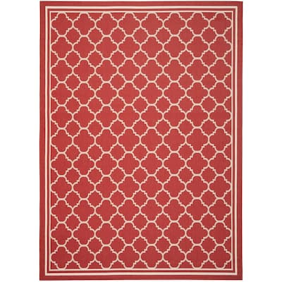 Square Area Rug - Indoor Outdoor Navy Beige - Durable Polypropylene Floor Covering - HomeStock - 132 x 96