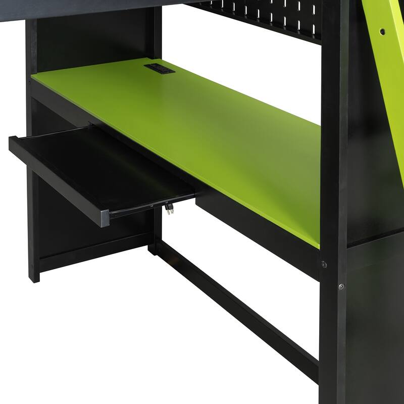 Multifunction Full Loft Bed with Workstation Desk, Wardrobe Storage and Shelves by Harper&Bright Designs