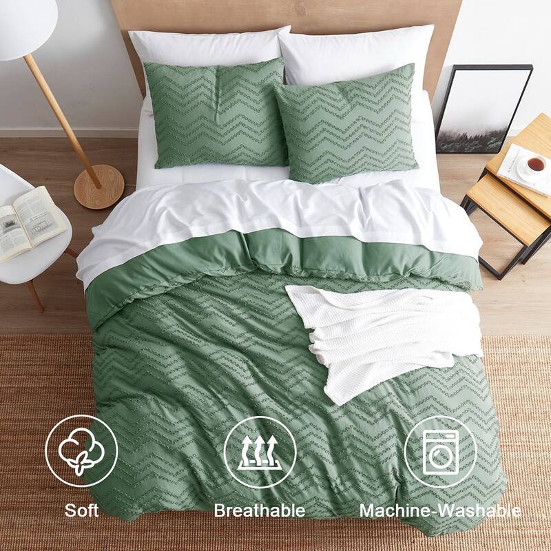 Nestl Boho Tufted Embroidery Double Brushed Duvet Cover with Button Closure