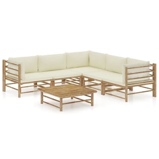 Garden Lounge Set with Cream White Cushions - Overstock - 35105988