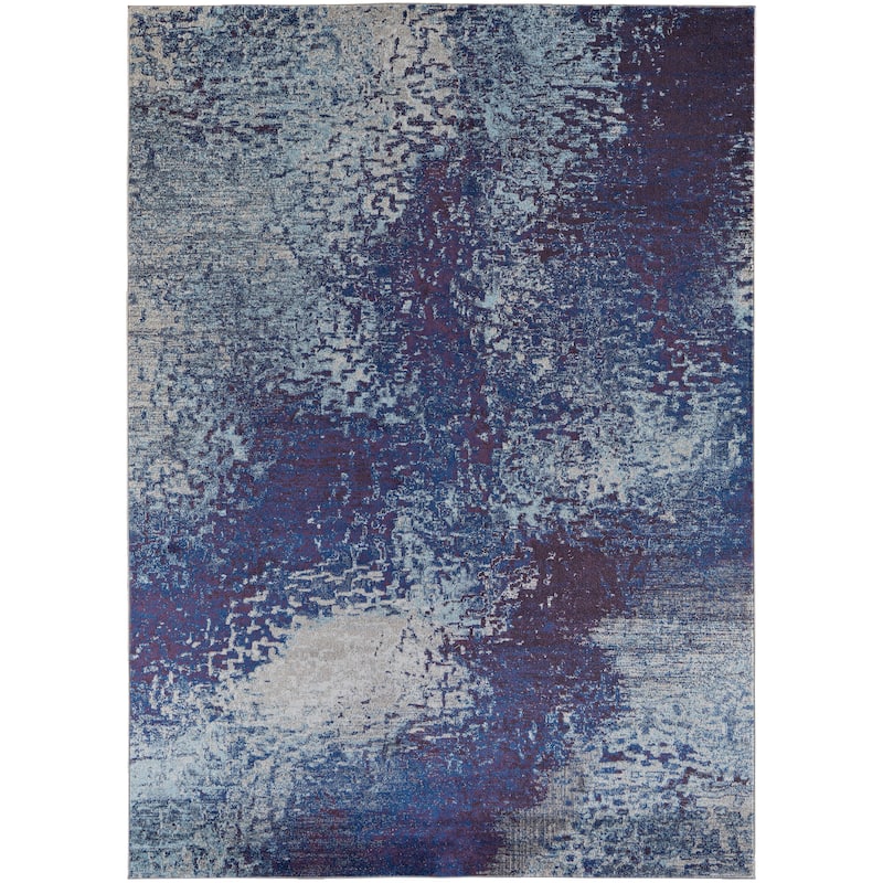 Adelmo Power Loomed Contemporary Area Rug - 7'-10" x 10' - Blue/Purple/Ivory