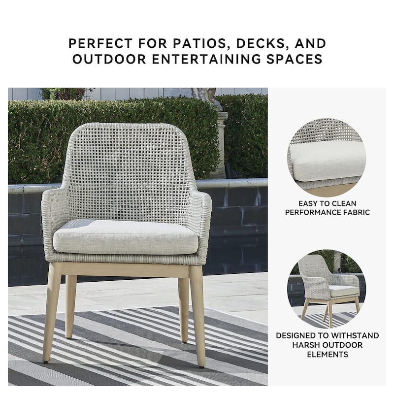 Signature Design by Ashley Seton Creek Gray Outdoor Dining Arm Chair (Set of 2) - 25.25" W x 24.5" D x 36" H