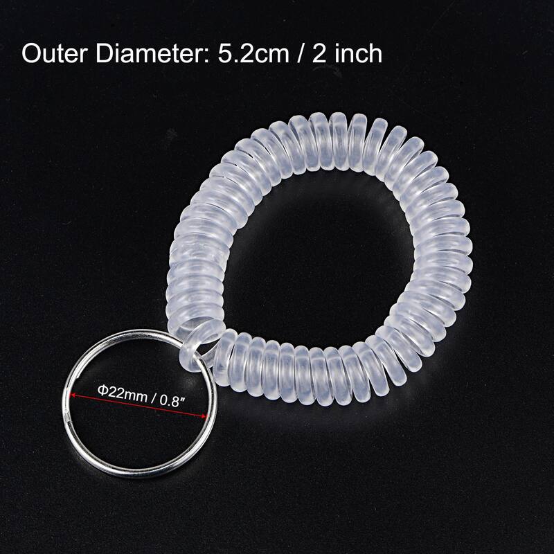 Spiral Keychain, Wrist Coil Keyring Wristband Stretchable Key Holder - Clear White