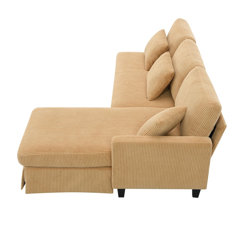 Modern 4-Seater L-Shaped Corduroy Sofa with Convertible Chaise for Living Room
