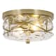 2-Light Flush Mount Glass Ceiling Light with Metal Frame - N/A