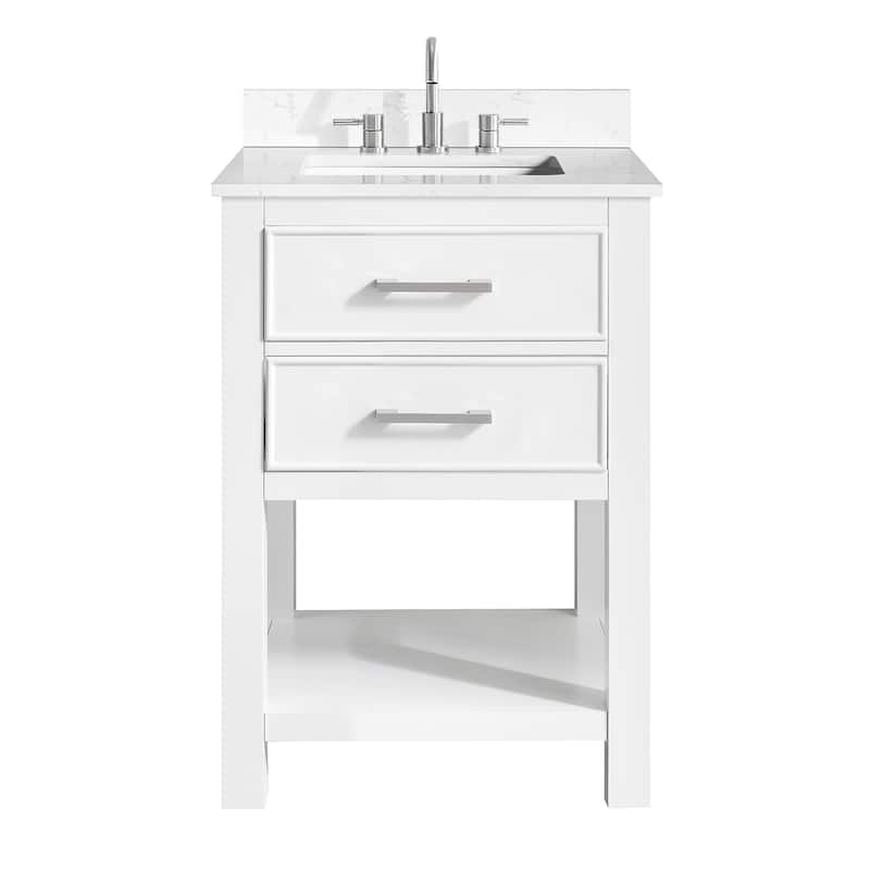 Avanity Brooks 25 in. Vanity in White finish and Cala White Engineered Top