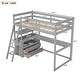 preview thumbnail 3 of 25, Wood Loft Bed Sturdy Frame with Desk and Shelves,2 Drawers,Twin Size