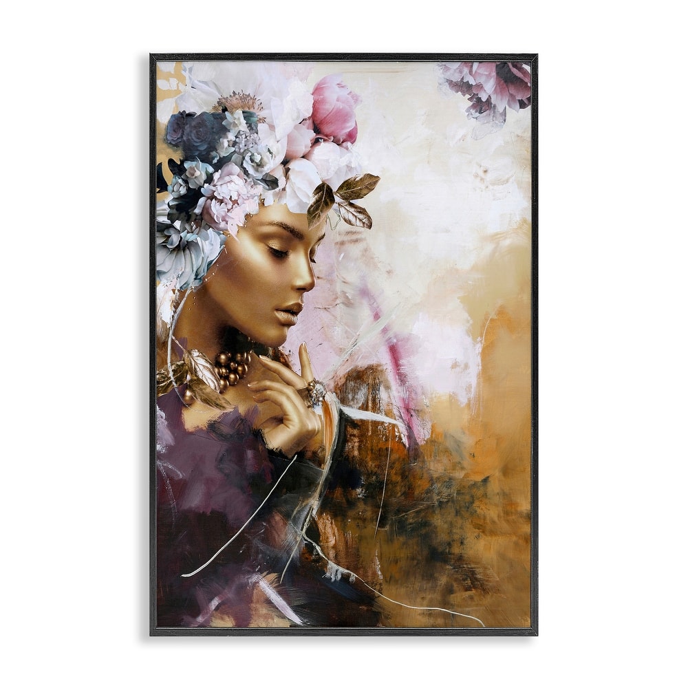 Stupell Elegant Woman & Florals Framed Giclee Art Design By Design Fabrikken