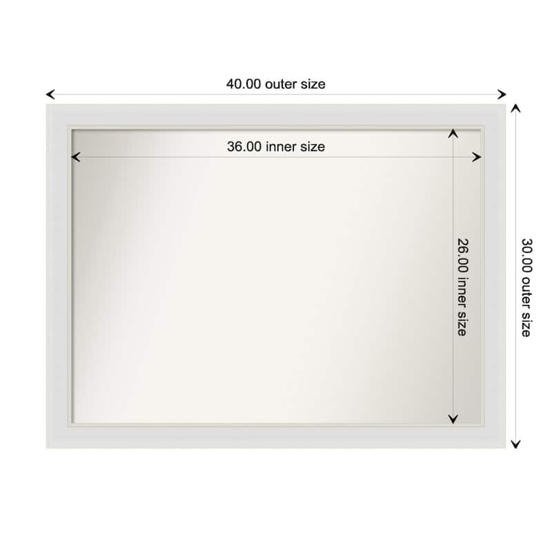 Flair Soft White Narrow Framed Non-Beveled Custom Wall Mirror, Bathroom Vanity Mirror - Outer Size: 40 x 30