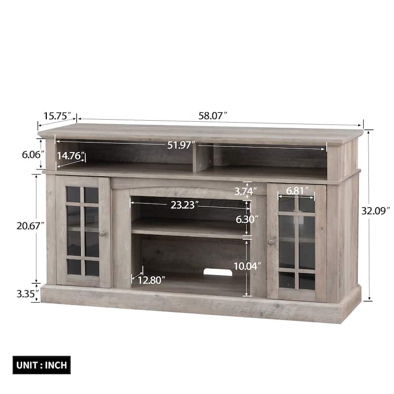 Gray American Design 58.07" Fireplace TV Stand with 23-inch Electric Fireplace for TVs Up to 65"