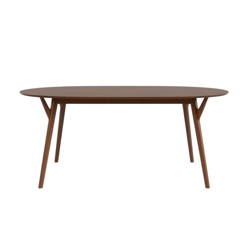Oval Wooden Dining Table with Angled Legs in Walnut - Walnut
