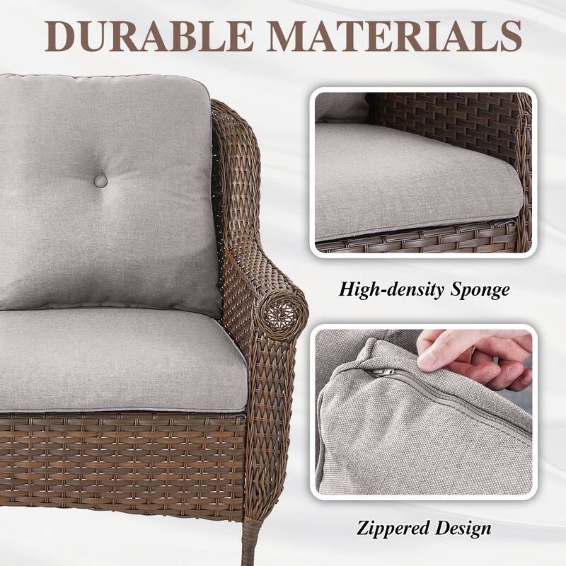 Pocassy Wicker Patio Conversation Set for Backyard