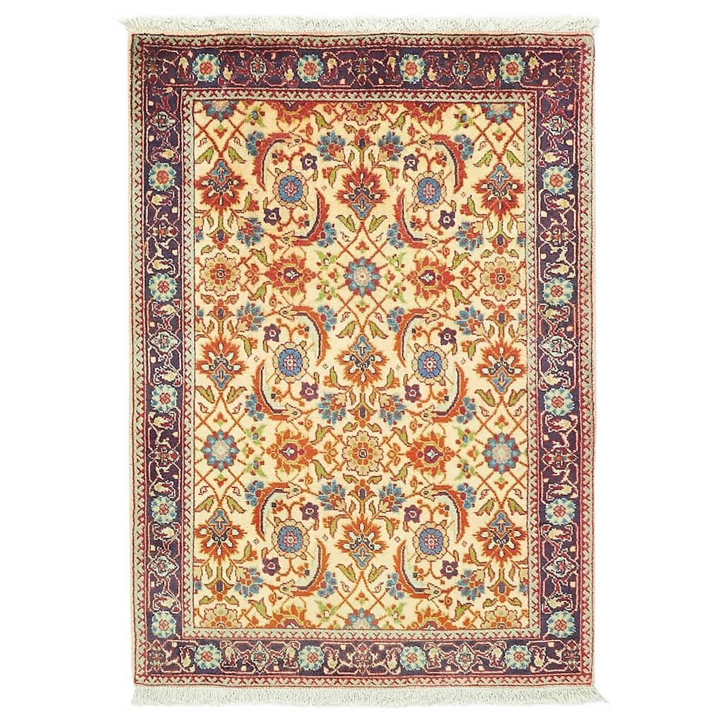 ECARPETGALLERY Hand-knotted Kayseri Vintage Cream Wool Rug - 3'1 x 4'3