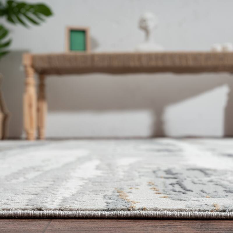 N Natori Bliss Sahara Neutrals Gold/Silver Modern Area Rug
