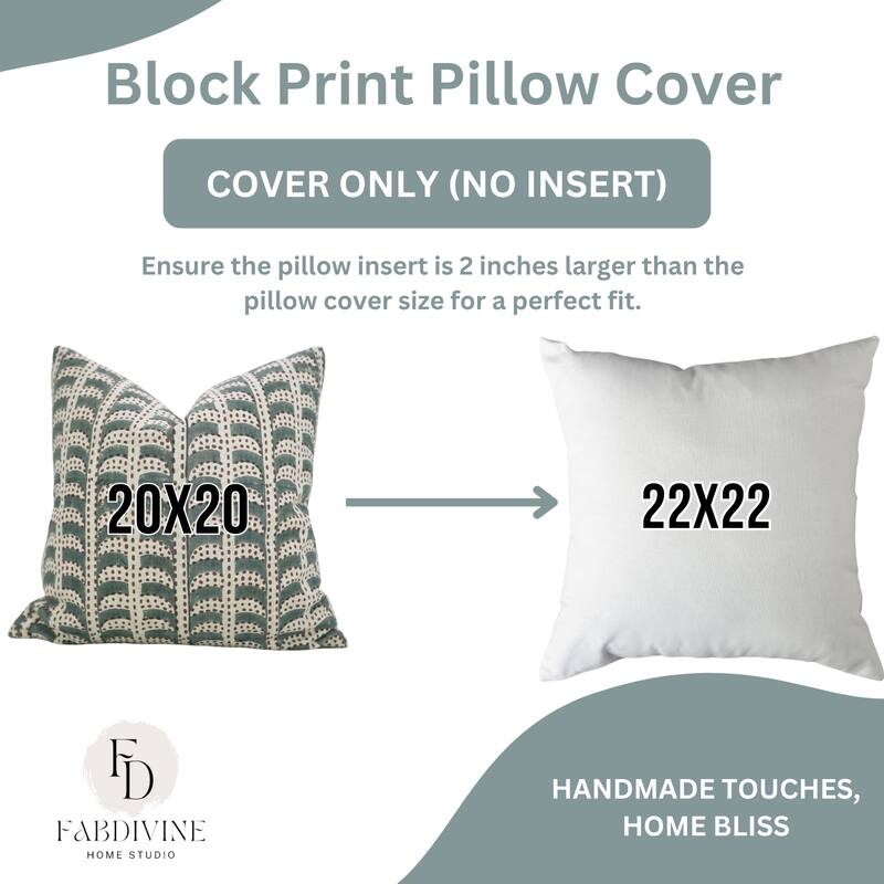 Fabdivine Hand Block Home Decorative Accent Sofa, Couch Throw Linen Cushion Cover