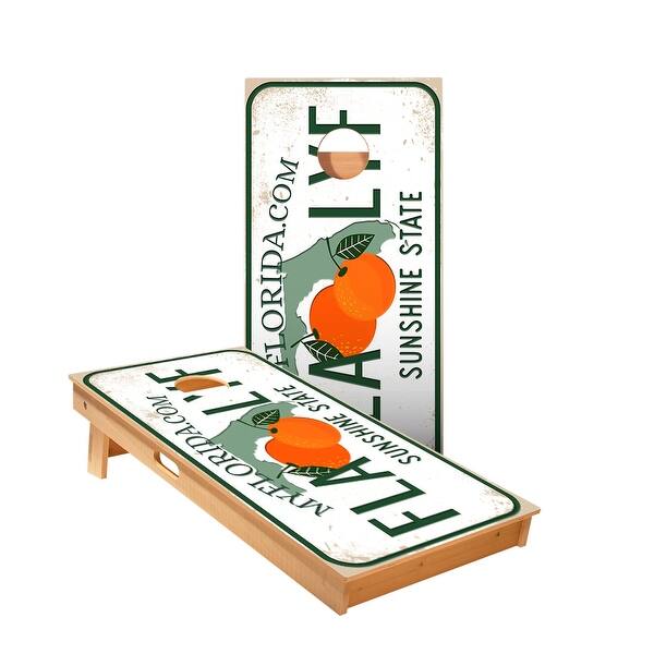 slide 2 of 5, Florida License Plate Cornhole Boards NO Bags - Add Board Lights