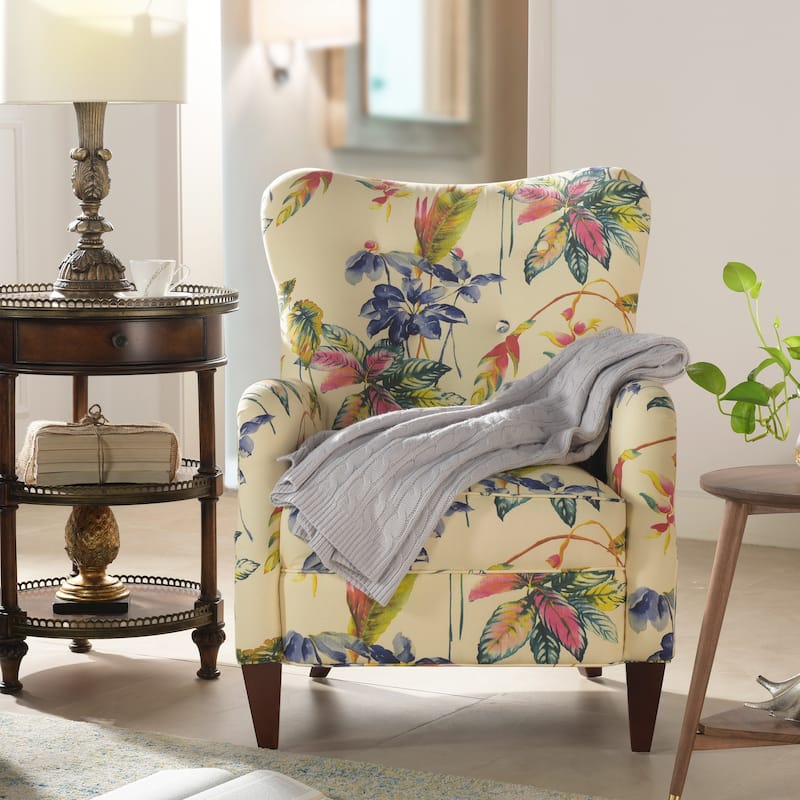 Palma 32" Floral Upholstered Arm Chair by Jennifer Taylor Home