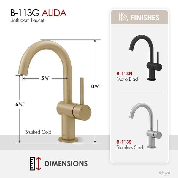 dimension image slide 2 of 3, STYLISH Single Handle Pull Down Bathroom Faucet