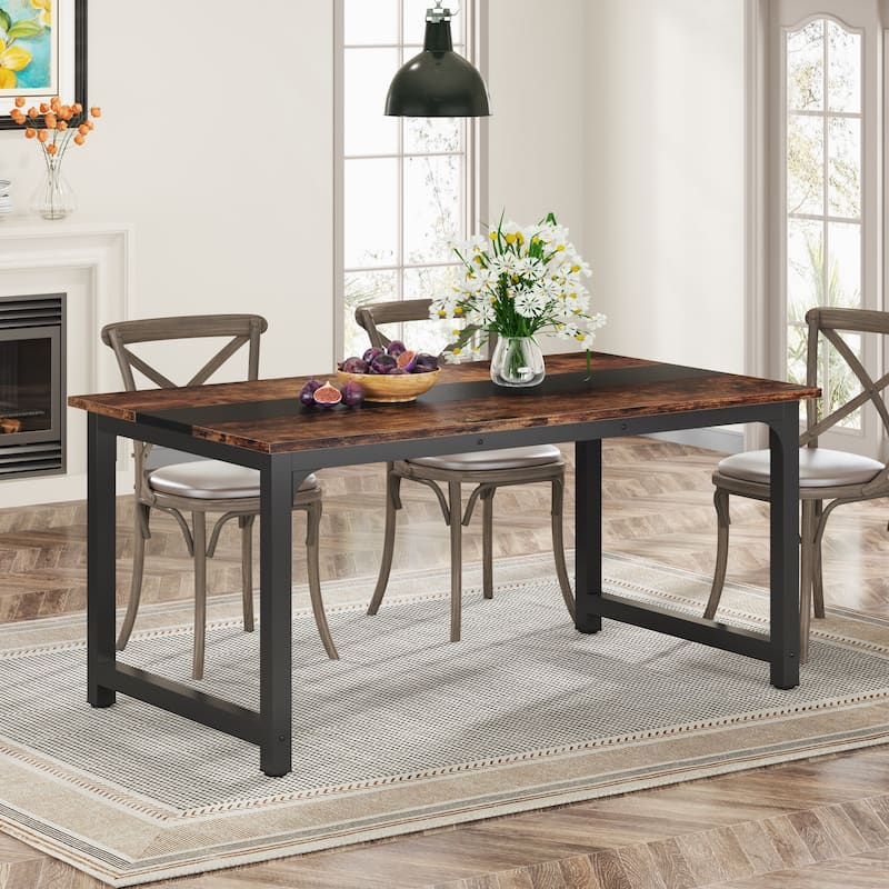 63 Inches Industrial Kitchen Dining Table - 63" L x 31.5" W x 29.13" H