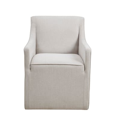 1 Piece Fabric Armrest Dining Chair Seat Sofa w/ Hidden Mobile Casters