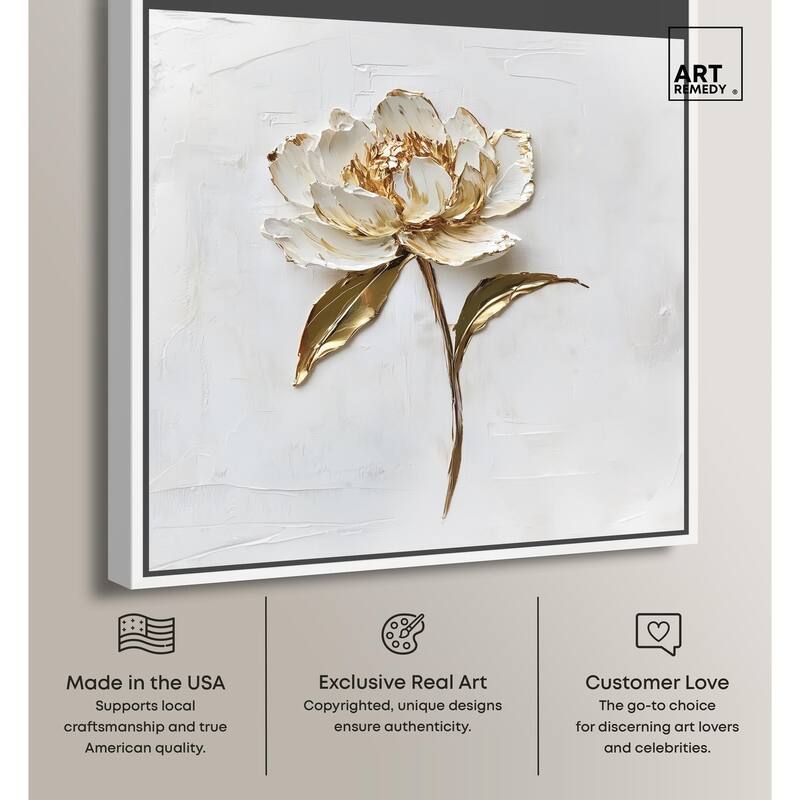 Simple Golden Peonie Canvas by Art Remedy