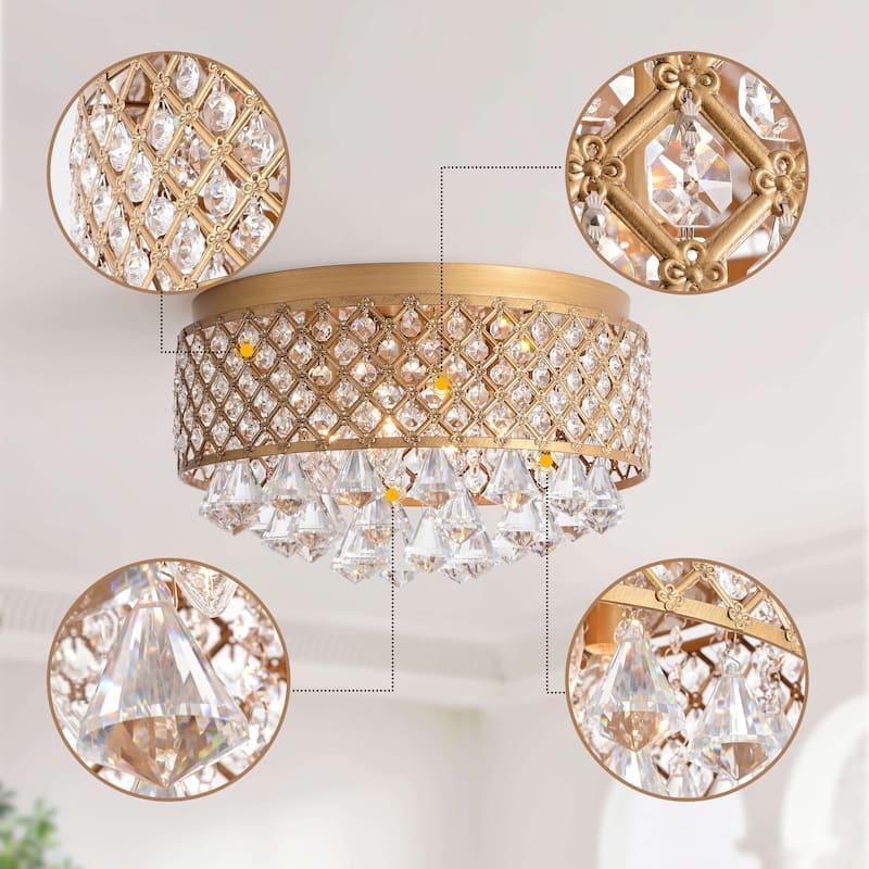 Silver Orchid Taylor 4-light Crystal Flush Mount Chandelier
