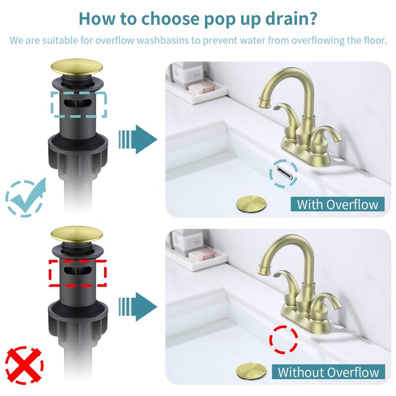 Bathroom Faucet 2-Handle Brushed，360 Degree Rotating Spout,4-inch Centerset Vanity Sink with Pop-Up Drain and Supply Hoses