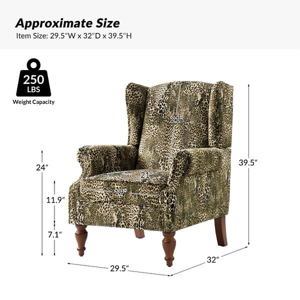 dimension image slide 2 of 3, Ivan Traditional Animal Pattern Armchair with Nailhead Trim Set of 2 by HULALA HOME