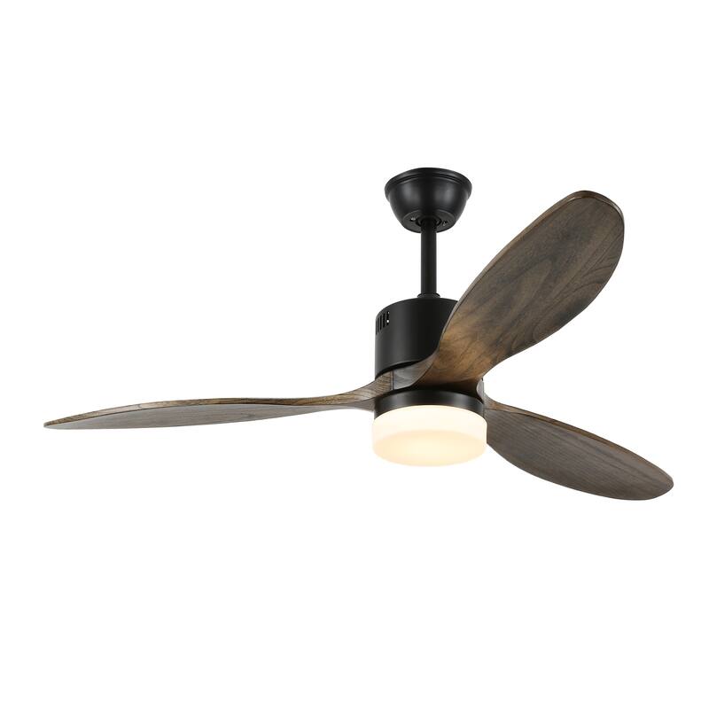 CurveCurio 52'' Indoor Classical LED Sliver Ceiling fan with LED light and Remote, DC Motor, 3 Wood Blades - 52 inches