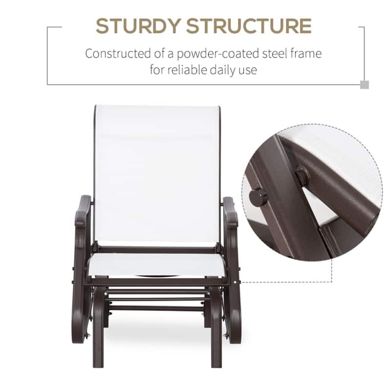 Outdoor Patio Glider Chair with Breathable Mesh Seat and Powder Coated Steel Frame for Garden and Porch